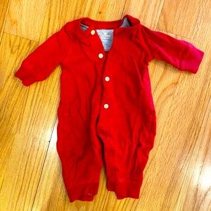 Henley one piece in red 0-3 months EUC